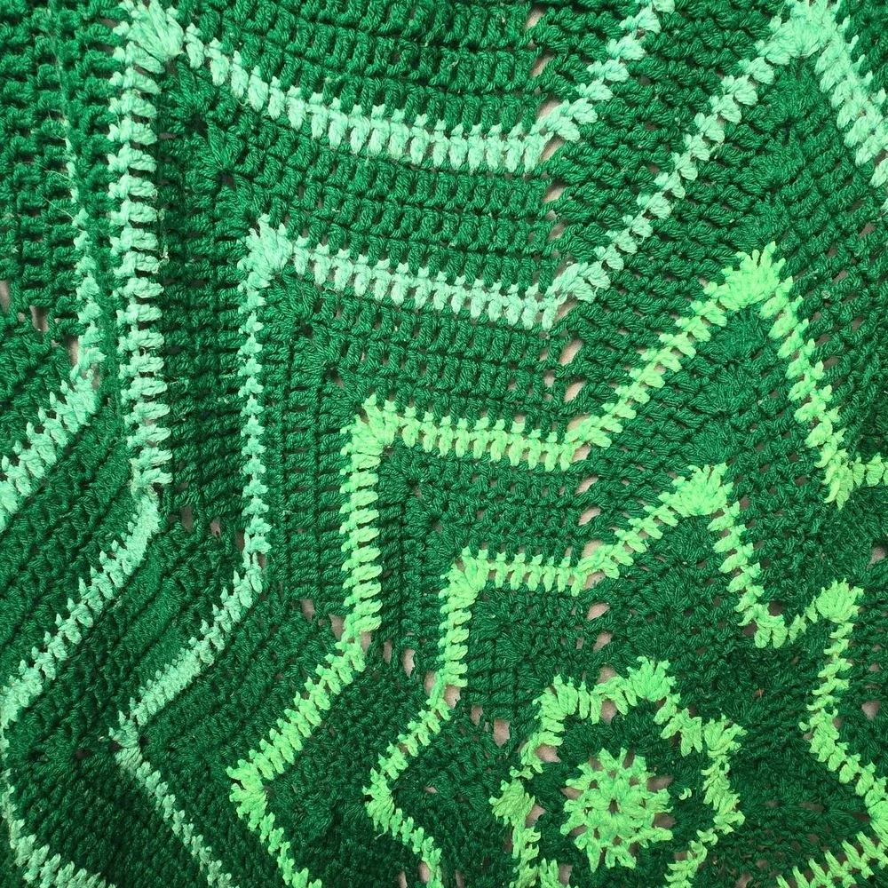 Vintage Handmade Crochet Afghan Big Star Throw Retro Boho Cottage‎ Core Granny